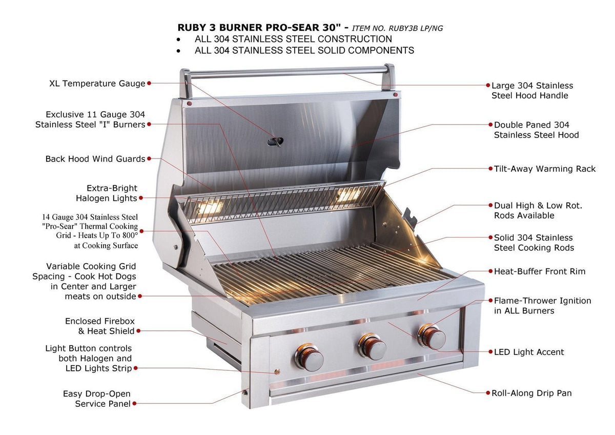 Sunstone Ruby 3 Burner Gas Grill