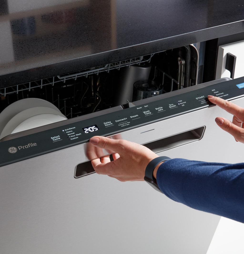 GE Profile™ ENERGY STAR® Fingerprint Resistant Top Control Stainless Interior Dishwasher with Microban™ Antimicrobial Technology