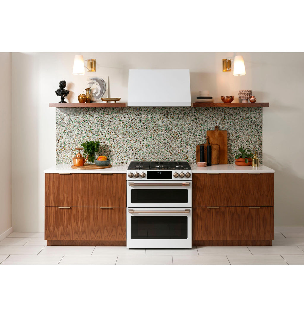 Café™ 30" Smart Slide-In, Front-Control, Gas Double-Oven Range with Convection