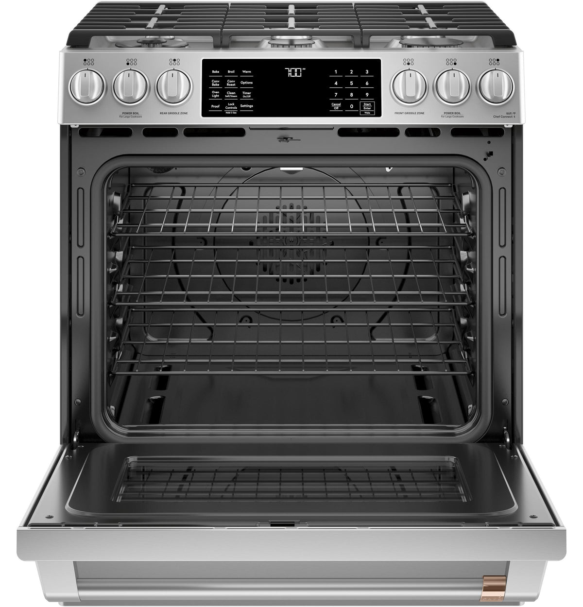 Café™ 30" Smart Slide-In, Front-Control, Gas Range with Convection Oven