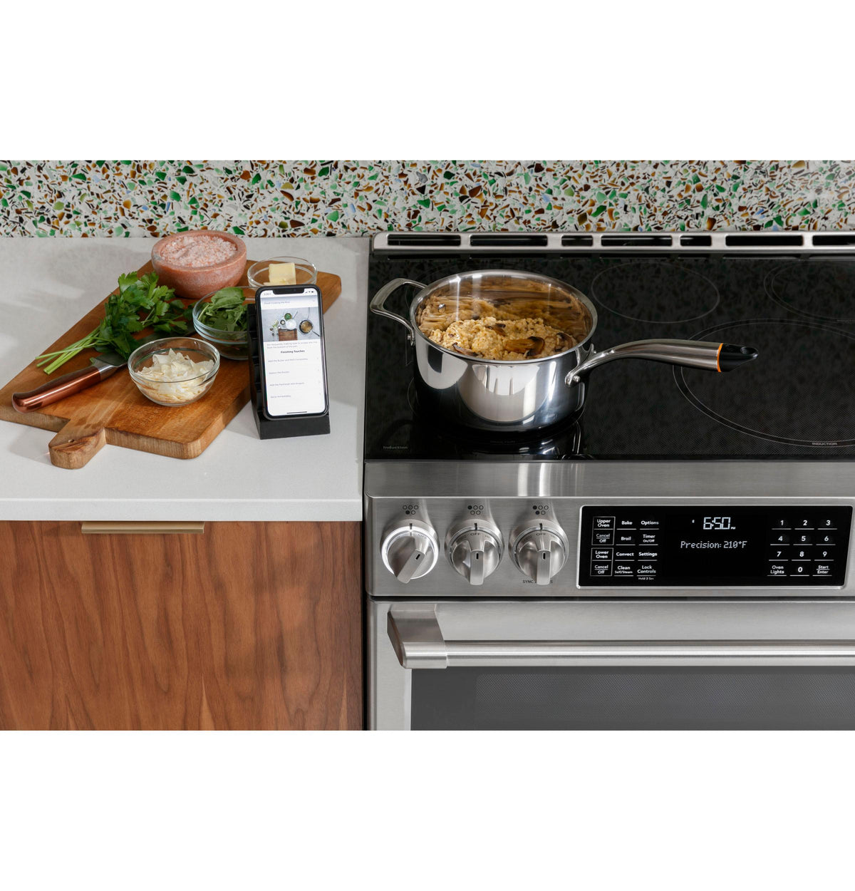 Café™ 30" Smart Slide-In, Front-Control, Induction and Convection Double-Oven Range