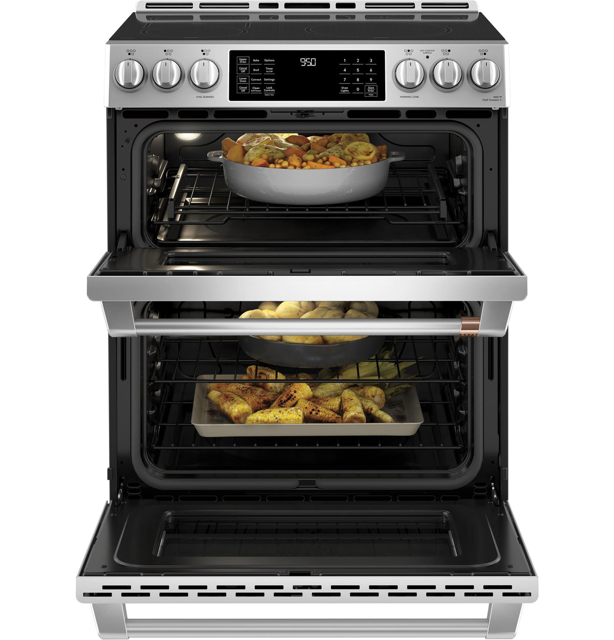Café™ 30" Smart Slide-In, Front-Control, Induction and Convection Double-Oven Range