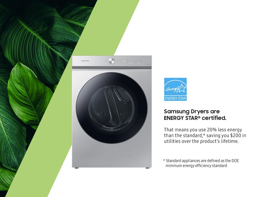 Bespoke 7.6 cu. ft. Ultra Capacity Gas Dryer with Super Speed Dry and AI Smart Dial in Silver Steel