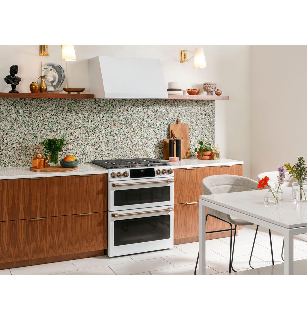 Café™ 30" Smart Slide-In, Front-Control, Gas Double-Oven Range with Convection