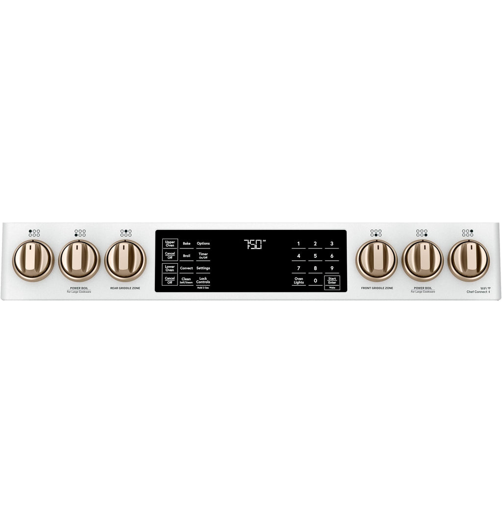 Café™ 30" Smart Slide-In, Front-Control, Gas Double-Oven Range with Convection