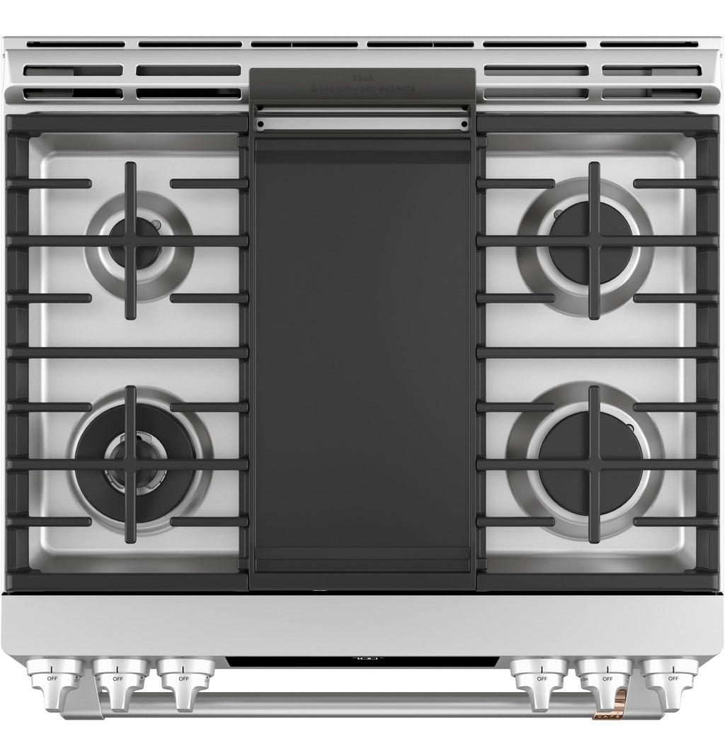Café™ 30" Smart Slide-In, Front-Control, Gas Range with Convection Oven