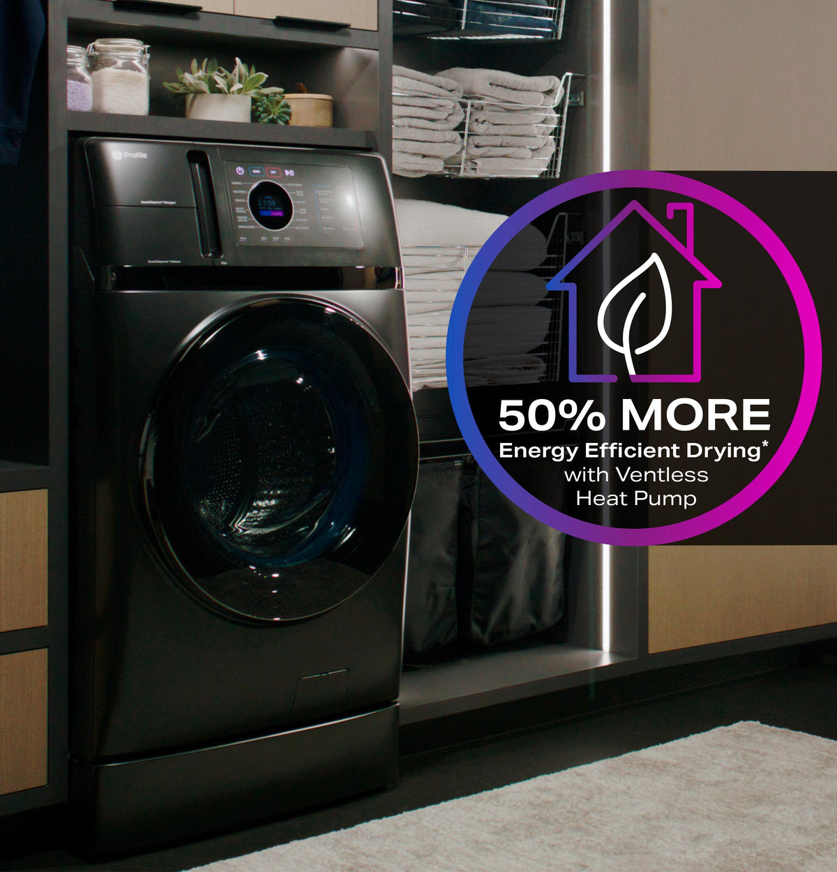 GE Profile ENERGY STAR 4.8 cu. ft. Capacity UltraFast Combo with Ventless Inverter Heat Pump Technology Washer/Dryer