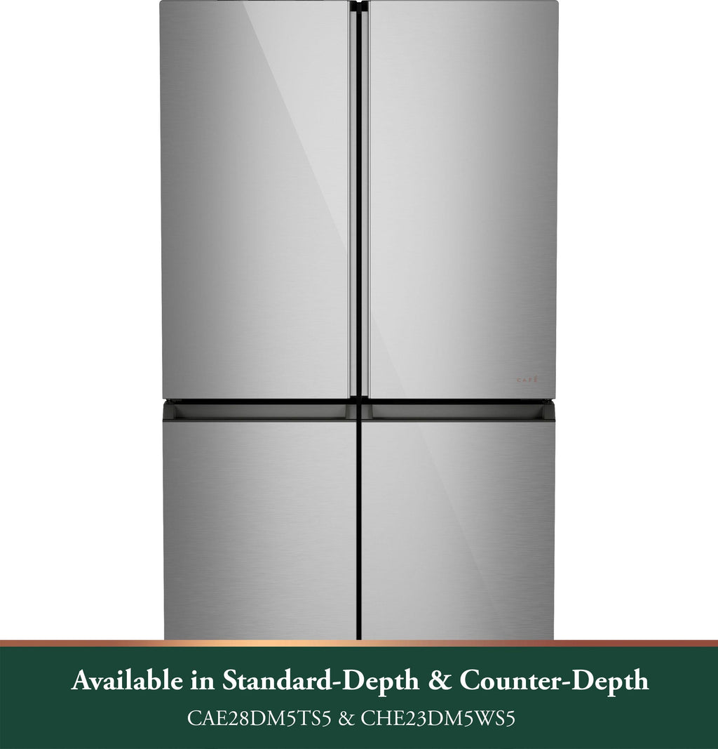 Café™ ENERGY STAR® 28.3 Cu. Ft. Smart Quad-Door Refrigerator in Platinum Glass with Dual-Dispense AutoFill Pitcher