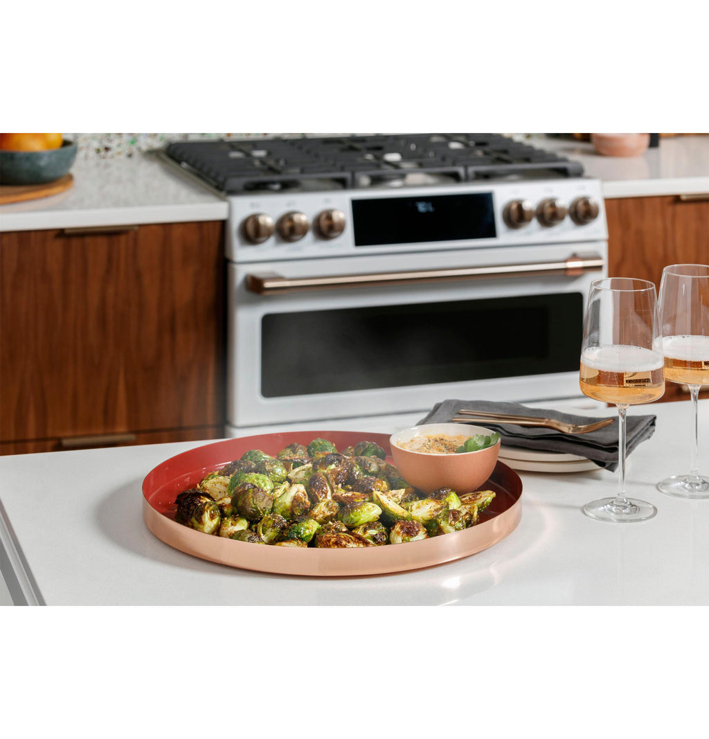 Café™ 30" Smart Slide-In, Front-Control, Gas Double-Oven Range with Convection