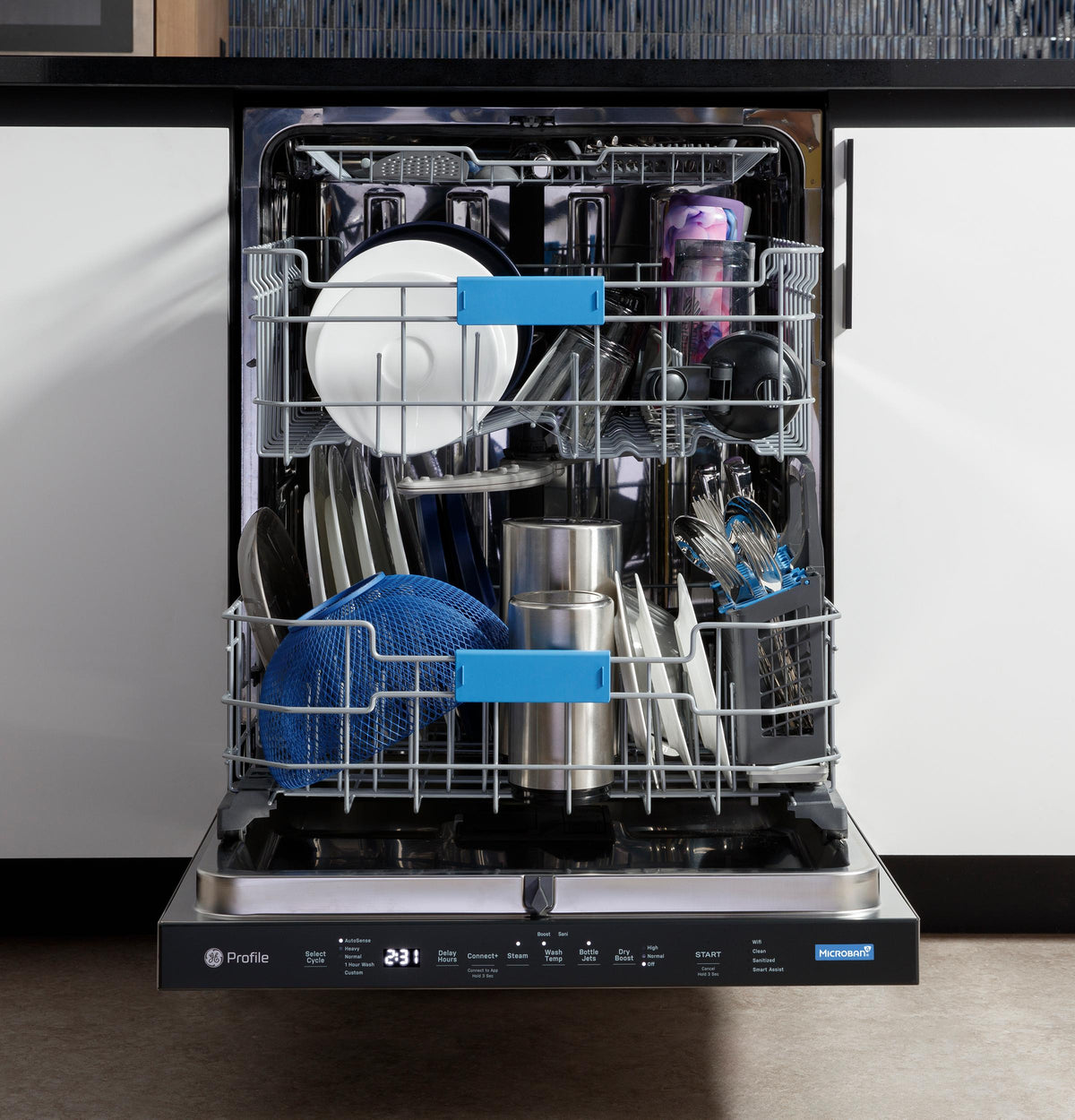 GE Profile™ ENERGY STAR® Fingerprint Resistant Top Control Stainless Interior Dishwasher with Microban™ Antimicrobial Technology