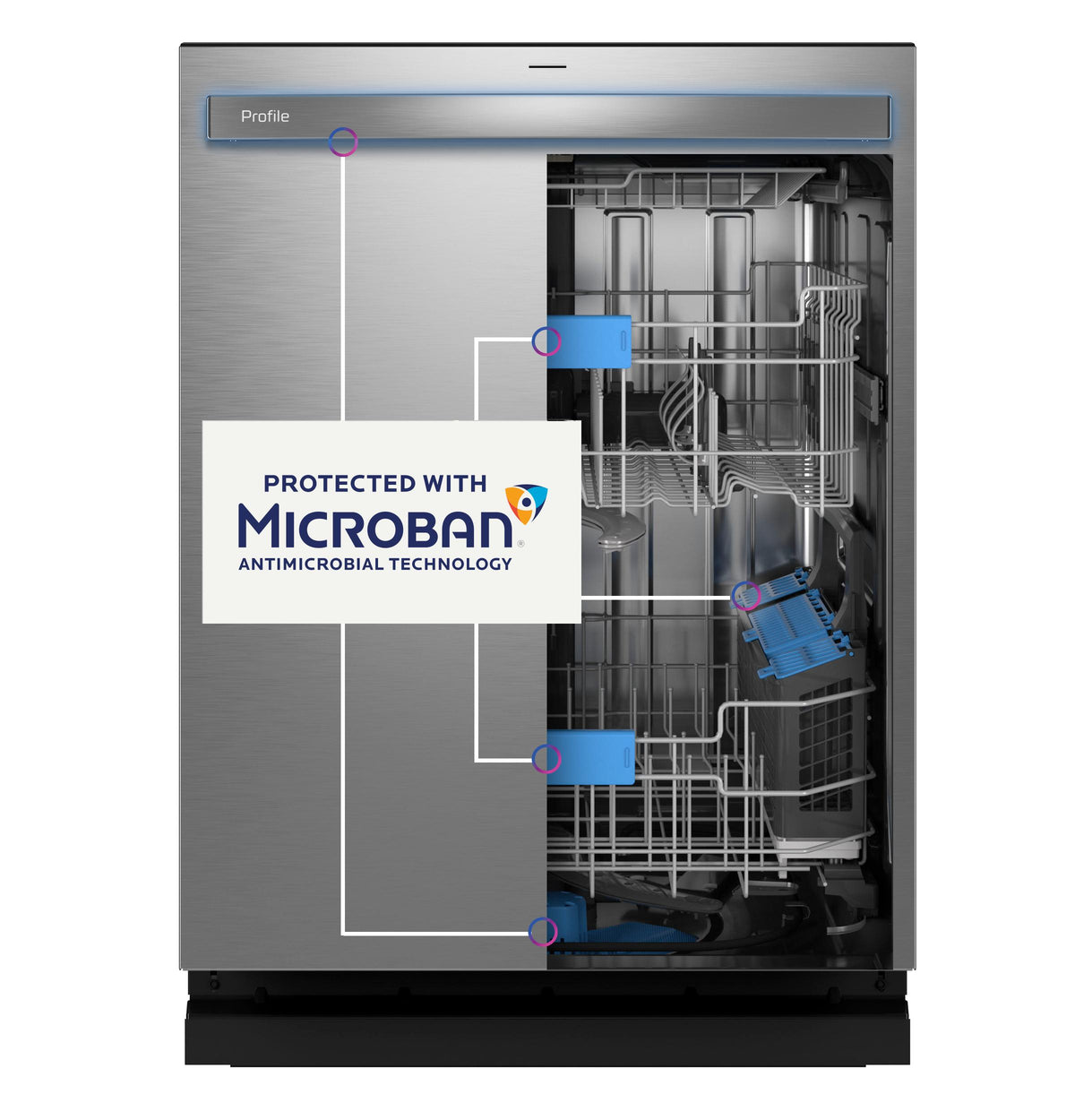 GE Profile™ ENERGY STAR® Fingerprint Resistant Top Control Stainless Interior Dishwasher with Microban™ Antimicrobial Technology