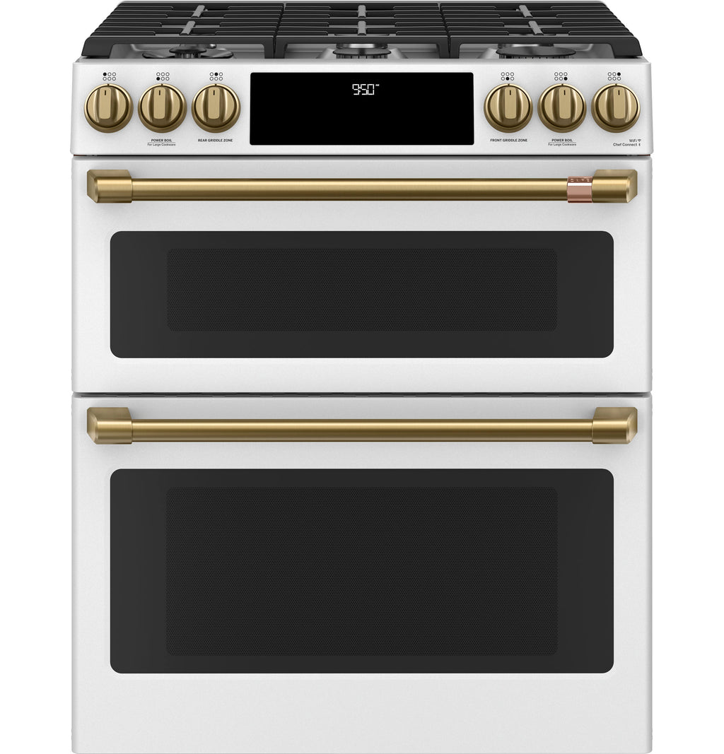 Café™ 30" Smart Slide-In, Front-Control, Dual-Fuel, Double-Oven Range with Convection