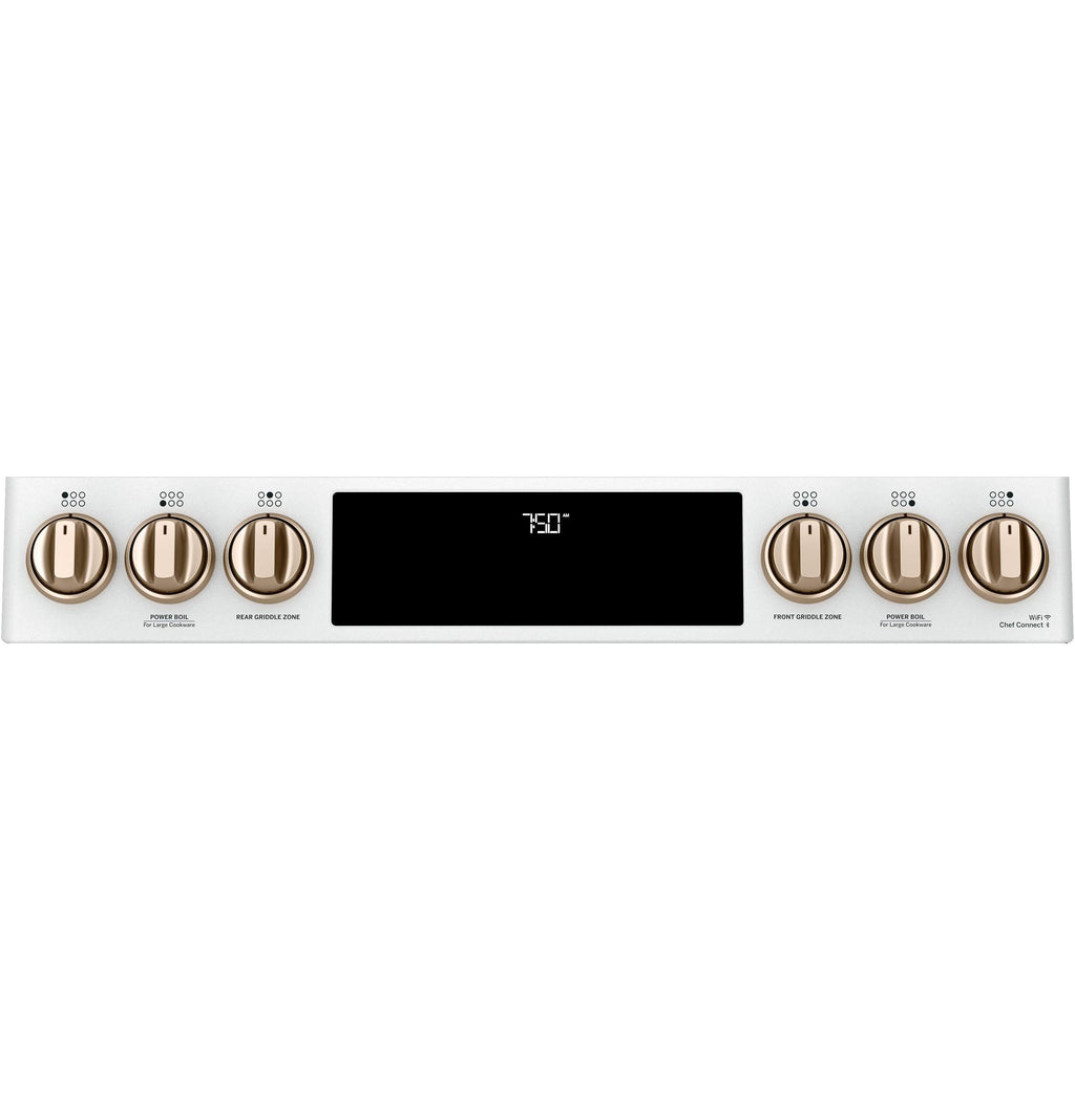 Café™ 30" Smart Slide-In, Front-Control, Gas Double-Oven Range with Convection