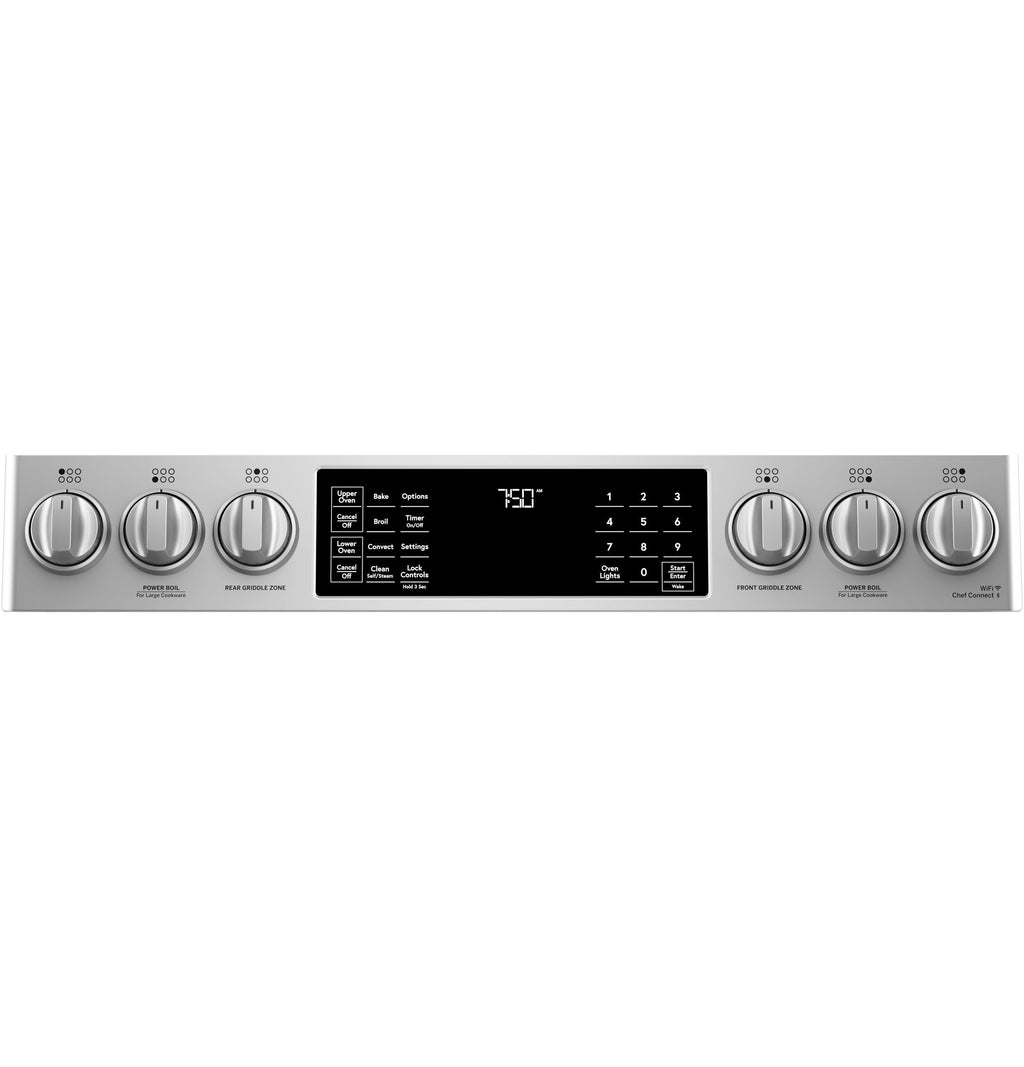 Café 30" Smart Slide-In, Front-Control, Gas Double-Oven Range with Convection
