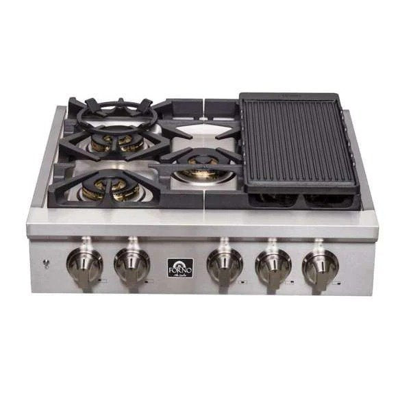 FORNO Spezia 30″ Gas Rangetop with 5 Sealed Burners in Stainless Steel, FCTGS5751-30