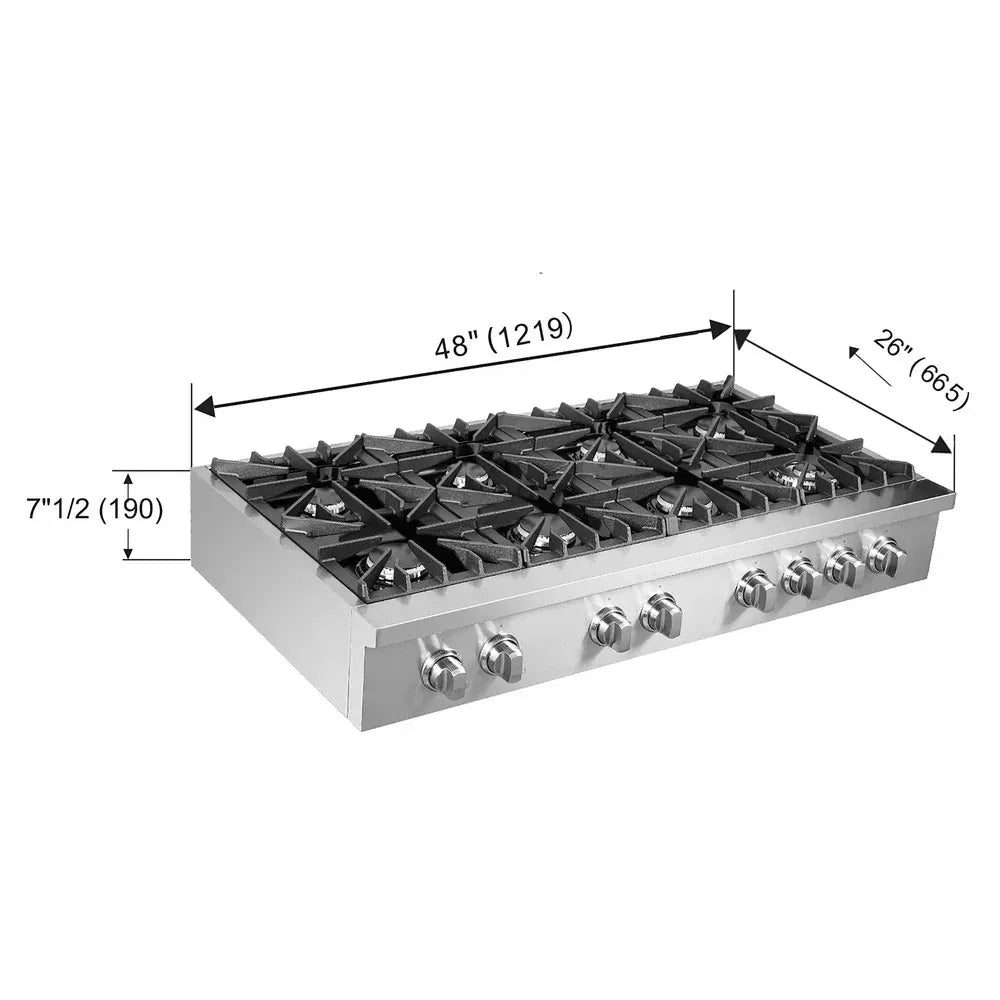Forno Lseo 48-Inch 8-Burner Gas Rangetop with Griddle, Stainless Steel (FCTGS5737-48)
