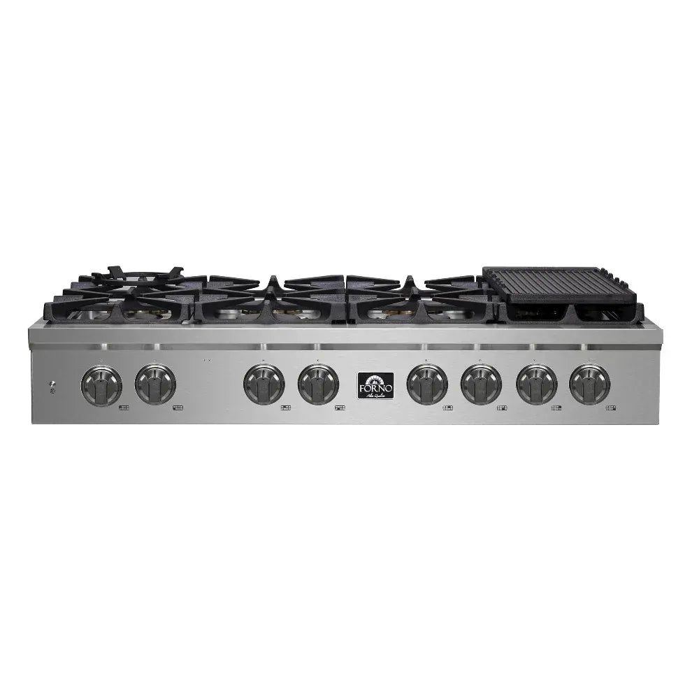 Forno Spezia 48-Inch 8-Burner Gas Rangetop with Griddle and Wok Ring, Stainless Steel (FCTGS5751-48)