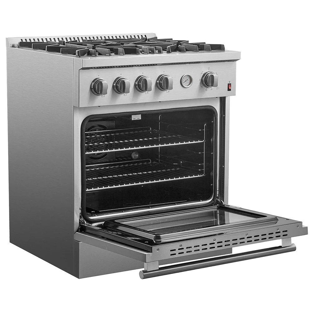 Forno Marco 30-Inch Gas Range with 4 Burners, Built-In Temperature Gauge, 4.32 cu. ft. Oven – Model FFSGS6277-30
