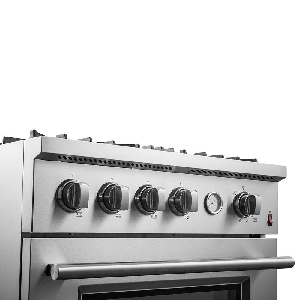 Forno Marco 30-Inch Gas Range with 4 Burners, Built-In Temperature Gauge, 4.32 cu. ft. Oven – Model FFSGS6277-30
