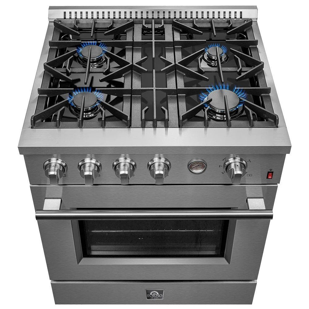Forno Marco 30-Inch Gas Range with 4 Burners, Built-In Temperature Gauge, 4.32 cu. ft. Oven – Model FFSGS6277-30