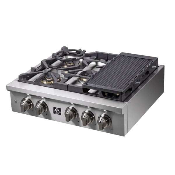 FORNO Spezia 30″ Gas Rangetop with 5 Sealed Burners in Stainless Steel, FCTGS5751-30